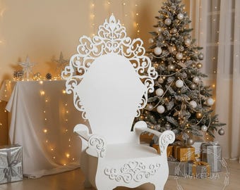 Throne Chair for Birthday king queen girl boy event party photo booth prop princess prince crown white baby decoration arch backdrop decor