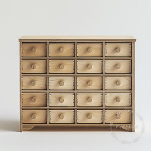 Mobiletto porta cataloghi in legno vintage – Organizzatore per cassetti da biblioteca – Cassettiera rustica da farmacia con cassetti multipli e sistemi di indicizzazione fai da te