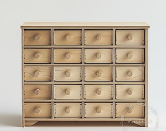 Vintage Wooden Card Catalog Cabinet – Library File Drawer Organizer – Rustic Apothecary Chest Multiple Drawers Index Systems Organizing DIY