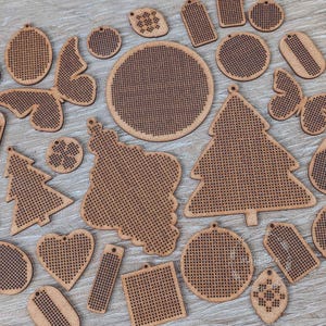 Wooden cross stitch blank embroidery base ornaments stitching jewelry oval tag earrings pendant shape pattern thread seed beads needlework
