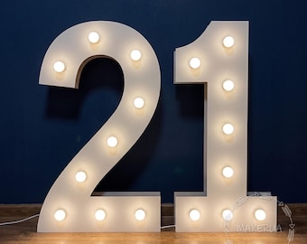 Giant Marquee Numbers 21 with LED Lights Large Light Up 18 18th Birthday Party Decor Photo Booth Prop Event Decorations Neon Sign Backdrop