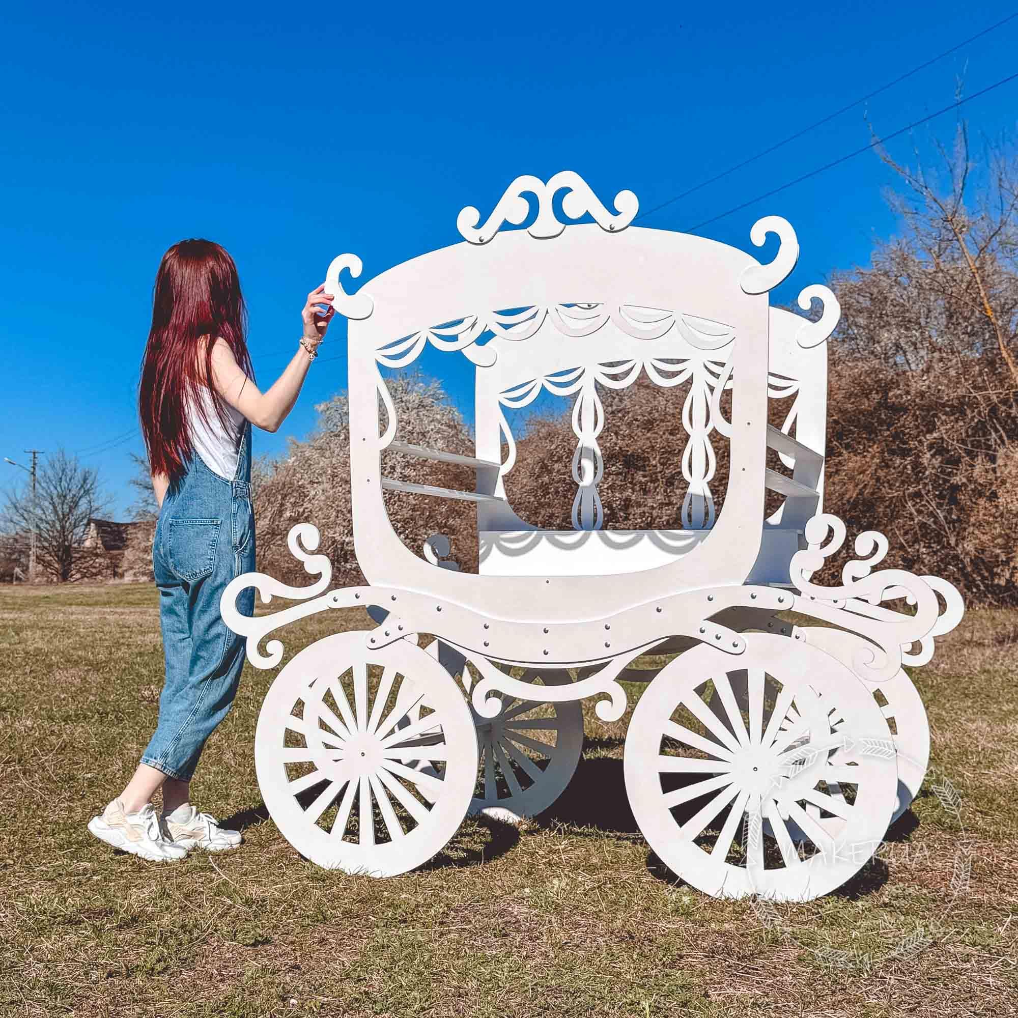 Royal Carriage Table Sweet Candy Cart Cake Stand Display Princess