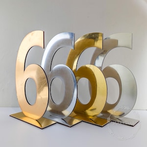 Marquee Numbers 1m 3.3ft Silver Gold Mirror Acrylic Birthday Party Props Decorations Large Event letter Sign Freestanding Centerpiece Decor