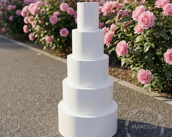 White Round Сylinder, tiered cake stand plinth dummies display column pillar pedestal table wedding birthday prop set decoration sweet decor