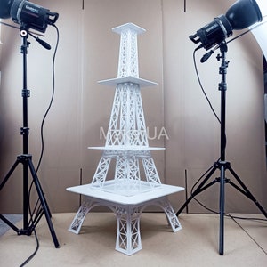 Eiffel Tower Stand Display Pedestal Table Decor Birthday Wedding Event Party Prop Tier Sweet Candy Cart Cake Cupcake Paris France Decoration