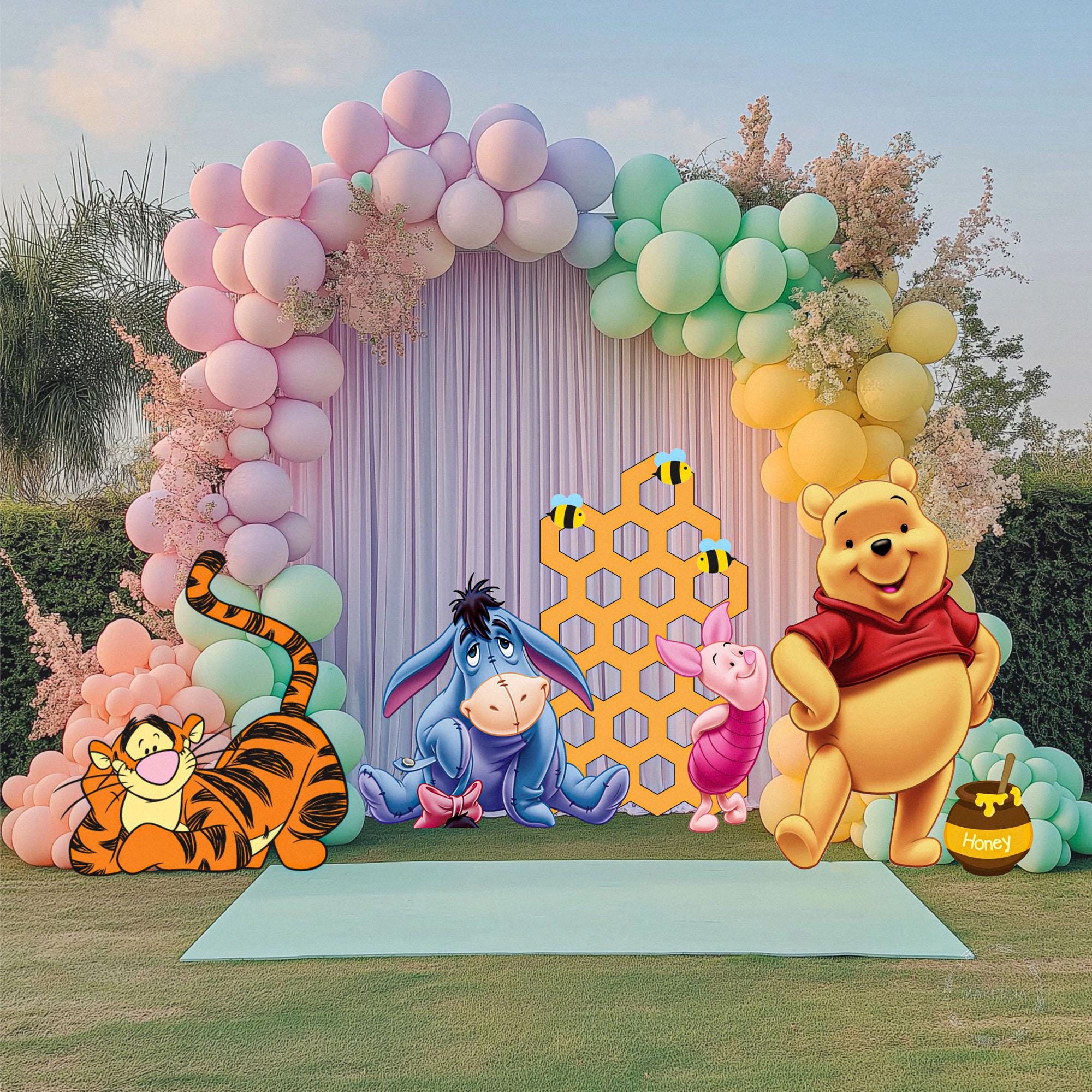 Winnie the Pooh Baby Shower First 1st Birthday Decorations Backdrop Arch Bear Bee Boy Girl Gift Honey Honeycomb Stand Cutouts Props Decor