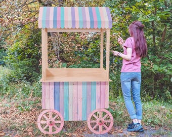 Pastel Candy Cart, Birthday Party Decorations, Dessert Display