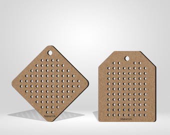 Juego de 20 espacios en blanco de punto de cruz de madera con agujero de 1 mm, base de bordado para pendientes, colgantes, joyería artesanal, hilo geométrico, cuentas de semillas, forma de costura