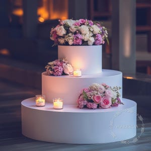 Witte ronde cilinder plint display stand kolom pijler voetstuk tafel bruiloft verjaardagsfeestje prop decoratie zoete cake bloem bloemen decor
