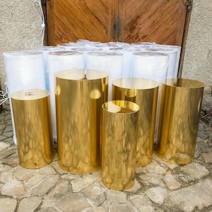 Goldener runder Zylinder Sockel Sockel Imbiss Säule Sockel Sockel Tisch Hochzeit Geburtstag Party Requisite Dekoration Buffet Kuchen Blume Gold Dekor