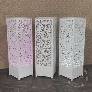 LED-Spalte Stand Sockel Zylinder Sockel Säule Display Holz durchbrochene Geburtstagsfeier Hochzeit Blumen Blumen Gehweg Lichtlampe Dekorationen