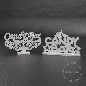 Tekst na tabliczce z napisem Candy Bar na stół deserowy, stojak na biały tort, wydarzenie, wesele, urodziny, baby shower, okrągły bufet, niestandardowy wystrój imprezy
