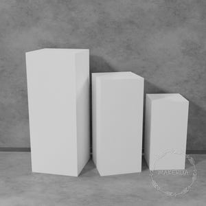Set 3 vierkante display stand kolom pijler voetstuk showcase cilinder plint riser box case tier tafel bruiloft verjaardag prop decoratie decor