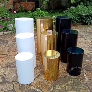 Set 3 ronde cilinder plint display stand kolom pijler sokkel showcase case toren tier tafel bruiloft verjaardag boutique decoratie decor