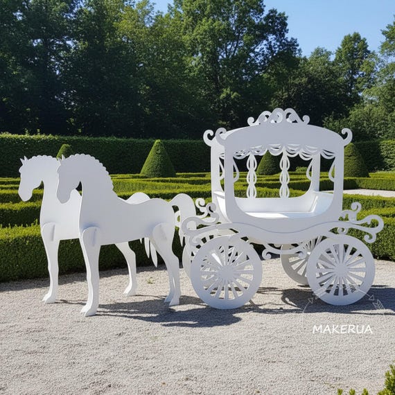 Cinderella Carriage and Horses unicorn reindeer deer birthday christmas market sweet candy cart stand display table catering bar decor