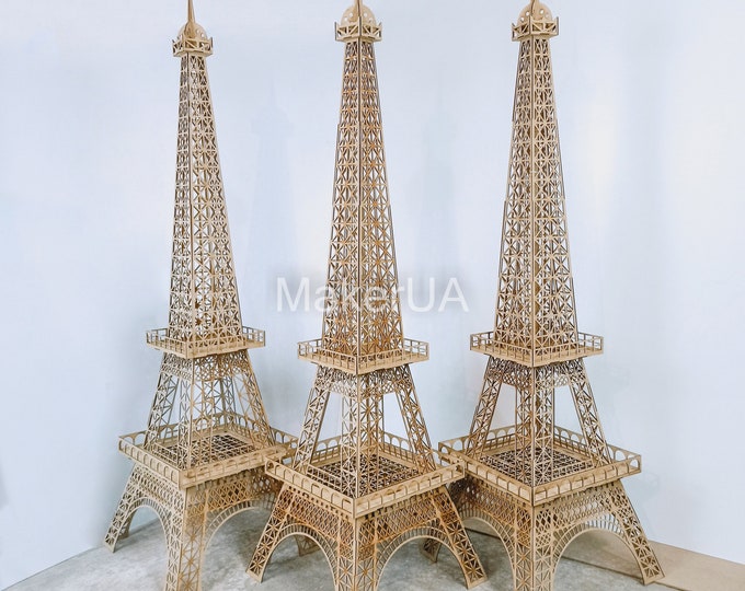 Eiffel Tower 6,6ft Large Big Wooden Wood Paris Statue Sculpture Figure