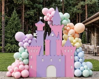 Castle Backdrop Princess King Custom Decorations 3D Cutout Baby Shower Boy Girl 1st Birthday Party Props Cinderella Fairy Fairytale Tower