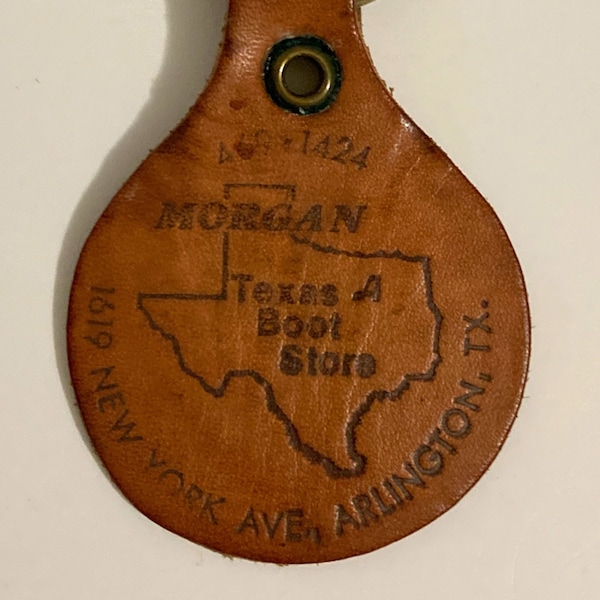 Vintage Western Keychain With Leather Fob Tony Lama Morgan Texas Boot Store