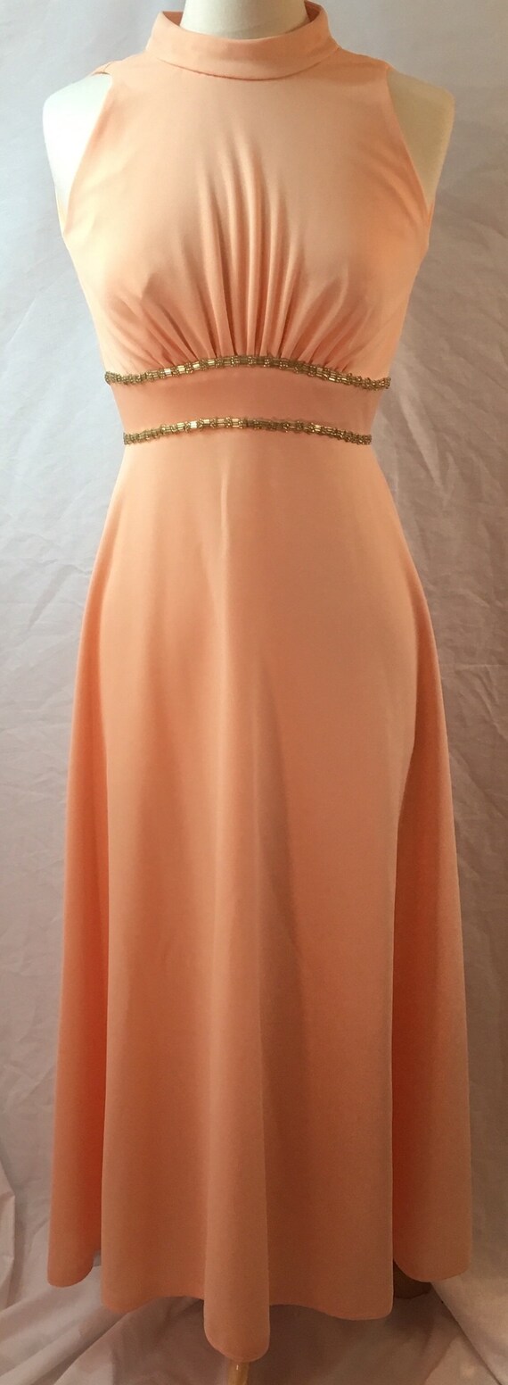 Vintage 1960s Peach Knit Long Evening Dress And J… - image 6