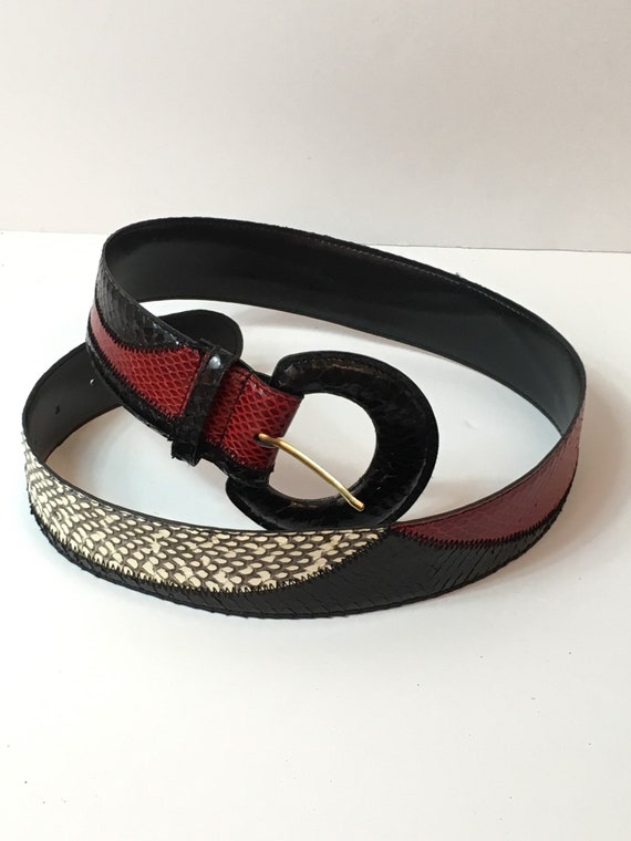 black and white snakeskin belt