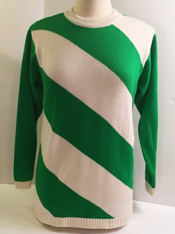 Green and shop white striped sweater