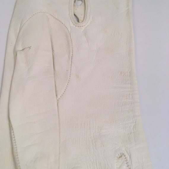 Vintage 1950s Portlano Ivory Leather Lace Gloves Made… Gem