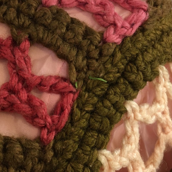 Crocheted Sweater Vintage Handmade 1970s Pink Bro… - image 6