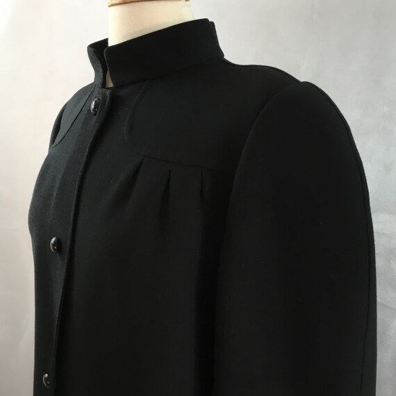 Andre Laug Roma Black Wool Coat Vintage 1970s Siz… - image 3