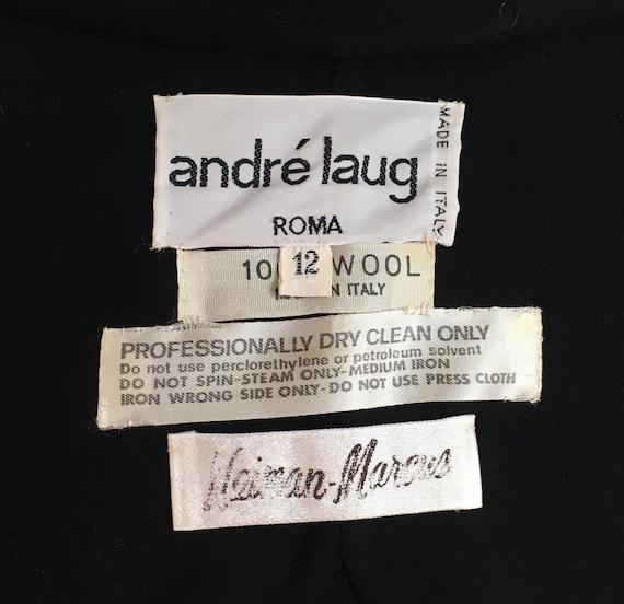 Andre Laug Roma Black Wool Coat Vintage 1970s Siz… - image 9