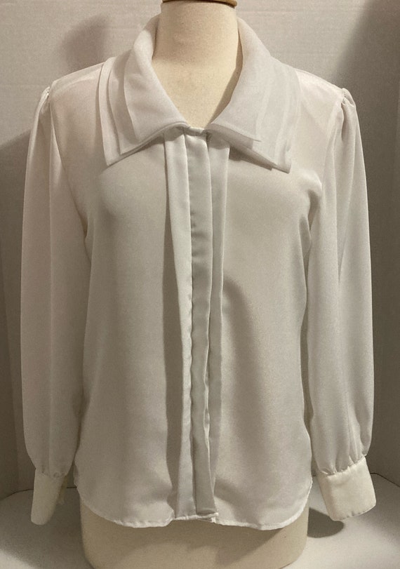 Vintage Gailord Sheer White Long-Sleeved Blouse Wi