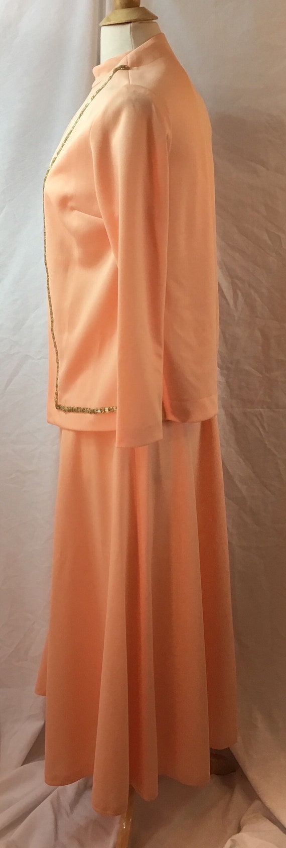 Vintage 1960s Peach Knit Long Evening Dress And J… - image 4