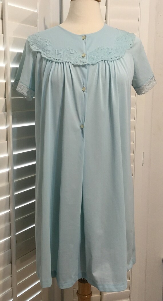 Vintage Light Blue Nylon Short Lace-trimmed Nightgown 1970s - Etsy