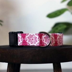 mandala dog collar girl dog accessories, new puppy gift, pink boho collar dog gifts for dogs, hot pink collar for big dogs and small dogs