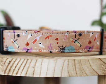 Spooky Halloween Dog Collar with Bow Tie, Ghost Potion Print