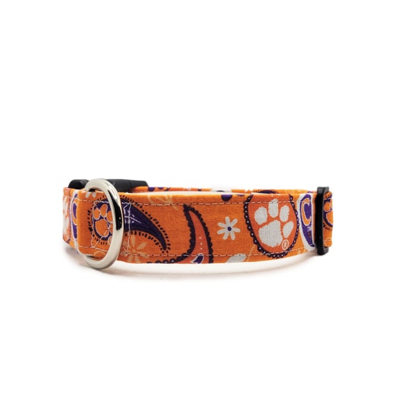 Paisley Clemson Pet Collar | Clemson Tigers Collar for Dog or Cat