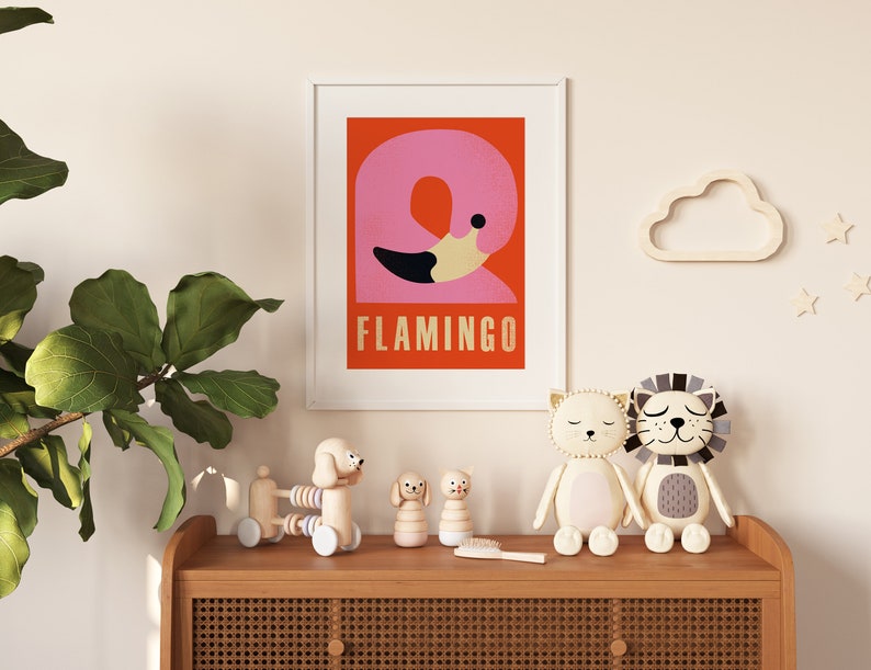 Animal Poster A3 Flamingo image 2