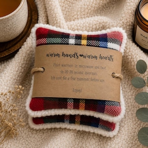 Set of Two Hand Warmers | Reusable Flannel Sherpa Microwavable Heat Pack | Fall Winter | Favor Gift | Raynaud Lupus Autoimmune Natural Rice