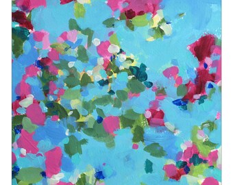 ORIGINEEL abstract schilderende roze magnolia's boom