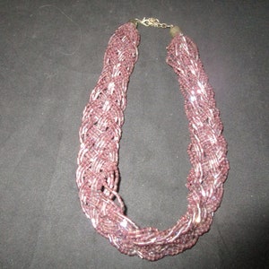 lilac seed bead choker necklace