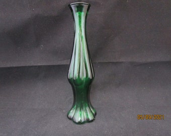 Green slim glass bud vase