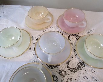 Coffee Set, 6 Cups With Saucers and Pitcher, Arcopal Coffee Set, 6 Cups With Saucers and Pitcher, Arcopal