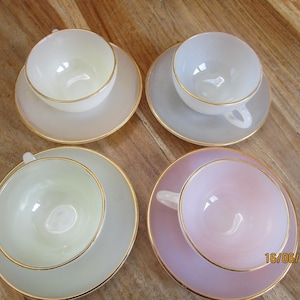 Tasses à café et soucoupes Arcopal Arlequin x4