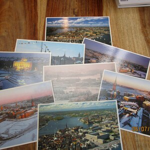 Cartes postales anciennes, 8 grandes 18 cm x 16 cm non utilisées, Stockholm, Suède