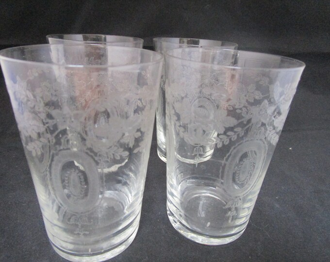 Victorian Antique Etched Tumblers set of Four Etsy