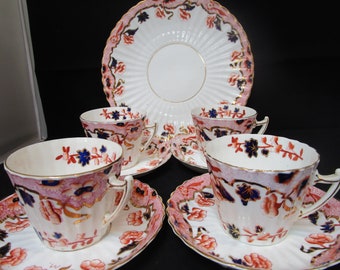 victorian china 4cups and saucers and cake plate.