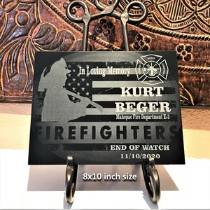 End of Watch Firefighter Custom Designed Memorial, Custom Designed Memorial Stones, Firehouse Memorial, Laser Engraved Solid Marble Stone