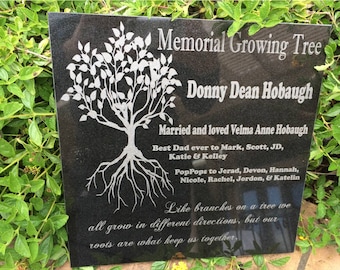Engraved Stone Memorial Growing Tree, Marble Memorial, Garden Memorial, Memorial Stone, Engraved Marble, Engraved Memorial Stone