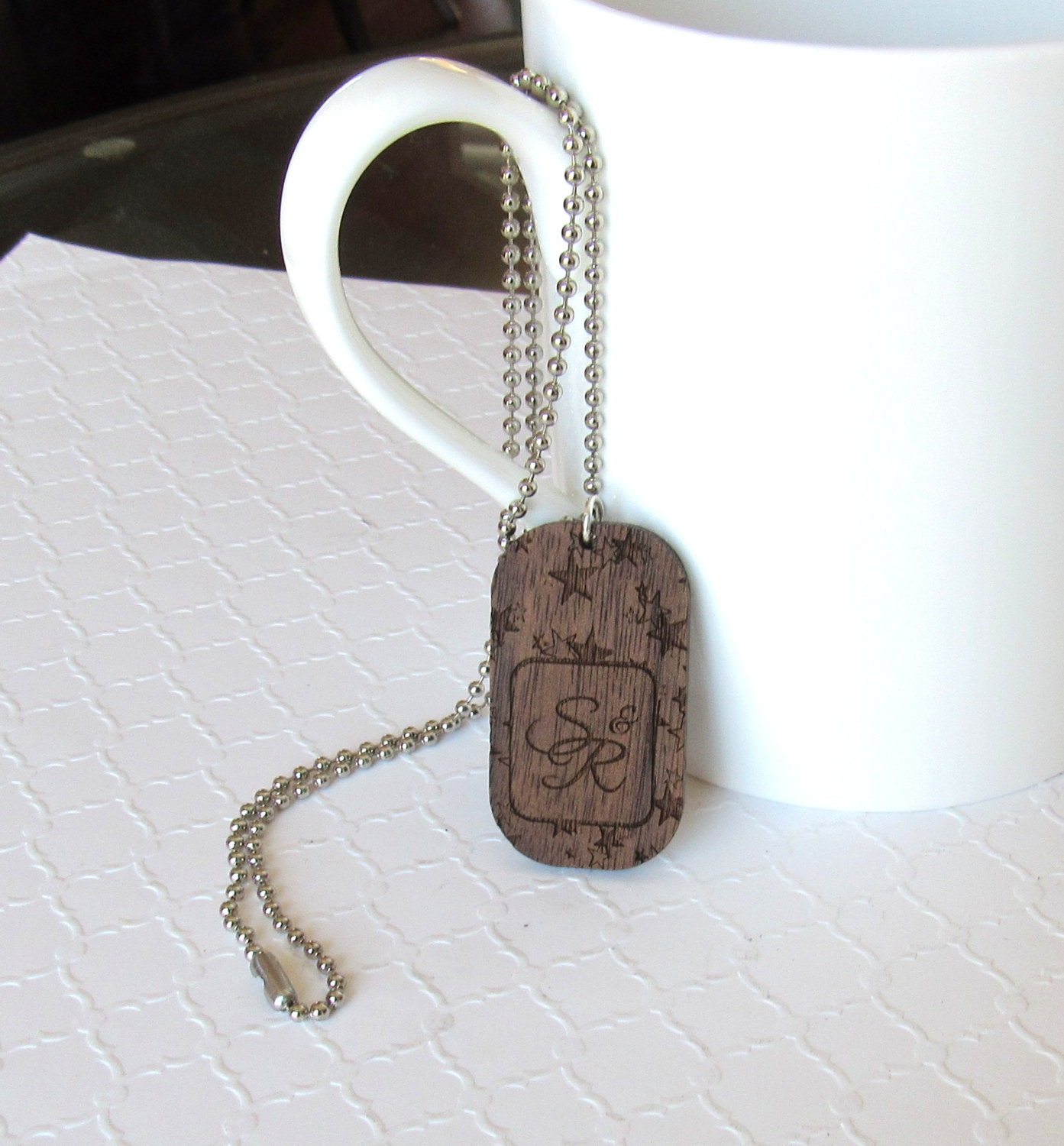 Mens or Womens Dog Tag Necklace Personalized Wood Dog Tag Etsy
