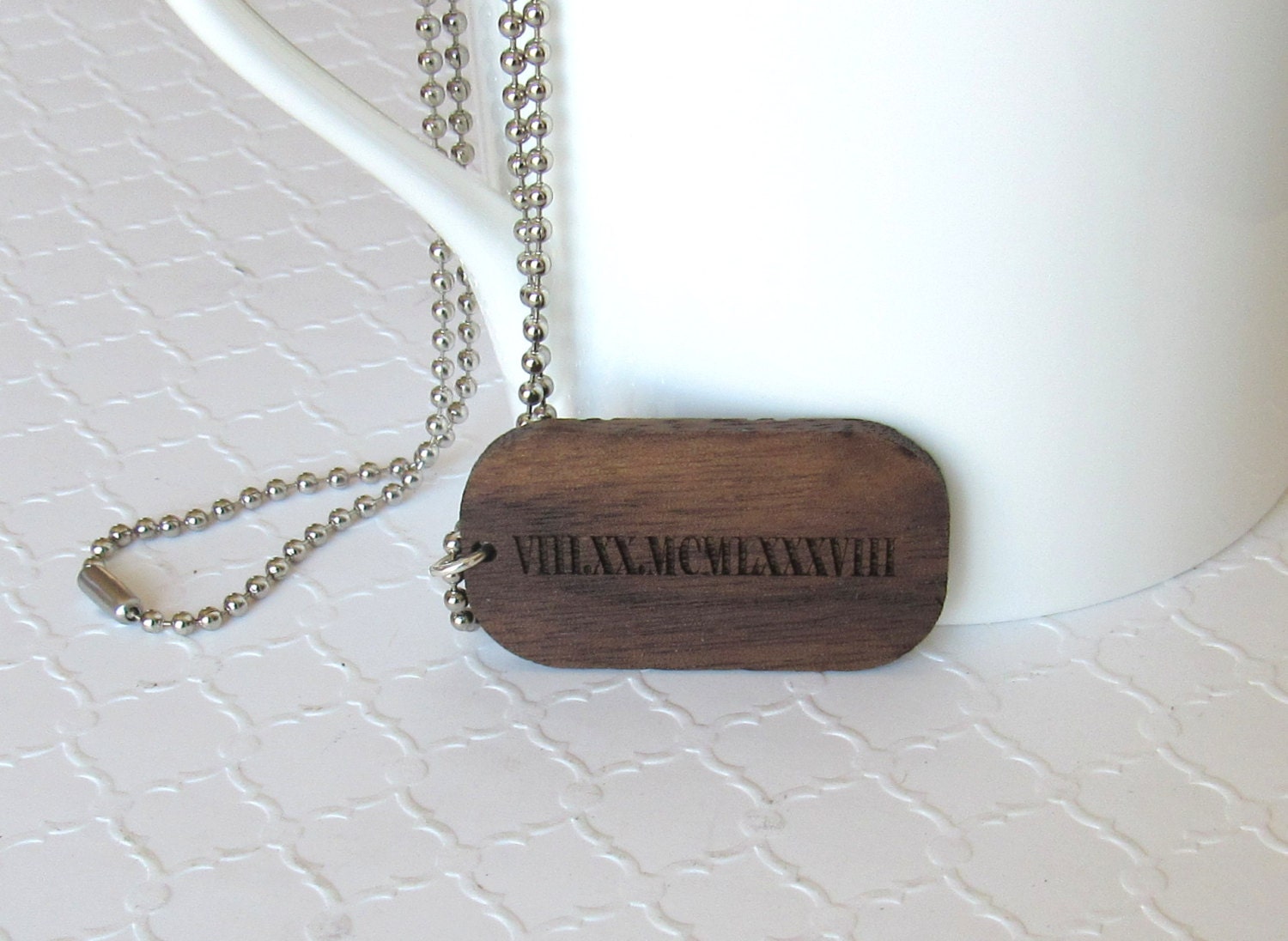 Mens or Womens Dog Tag Necklace Personalized Wood Dog Tag Etsy