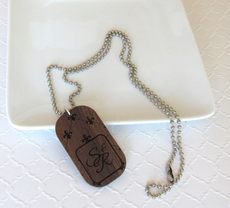 Fleur De Lis Mens or Womens Dog Tag Necklace Personalized Etsy